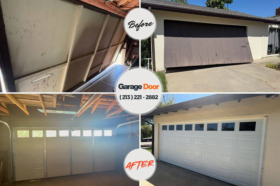 Before and after: garage door repair East Hampton North, NY